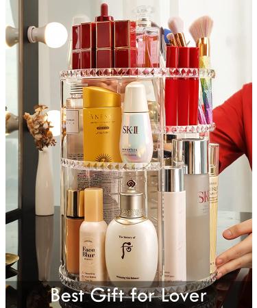 360 Rotating Adjustable Acrylic Makeup Organizer with Large Capacity - Clear Cosmetics Storage for Bathroom Counter - Makeup Holder and Dresser Organizer - Buy Online on GoSupps.com