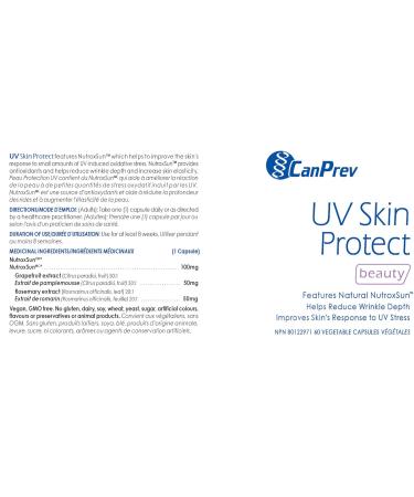 CanPrev - UV Skin Protect Beauty 60 Capsules - NutroxSun Helps Reduce Wrinkle Depth and Increase Skin Elasticity and Provides Antioxidants - Buy Online on GoSupps.com