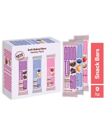 GOOD TO GO Soft Baked Bars 9 Ct. Variety Pack; Mix of Individually Wrapped Strawberry Macadamia Nut, Double Chocolate, & Blueberry Cashew; gluten-free, Keto Friendly, Paleo Friendly, Low Carb Snacks Berries and Chocolate