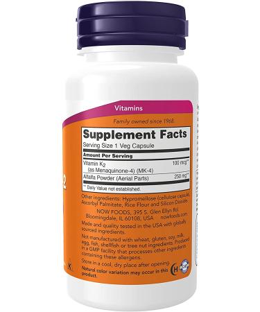 Now Foods Vitamin K2 100 mcg - 100 Vegan Capsules for Bone & Heart Health - Buy Online on GoSupps.com