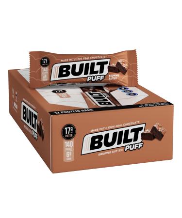 Built Bar 12 Pack High Protein and Energy Puffs- Low Carb Low Calorie Low Sugar- Delicious Healthy Snack - Gluten Free (12-Pack Brownie Batter) Brownie Batter 12-Pack
