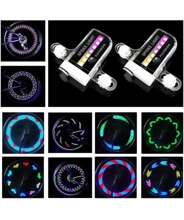 Bike Wheel Lights (2 Tire Pack) - Waterproof LED Bicycle Spoke Lights - Bike Accessories - 30 Different Patterns Change - Great Gift for Adults Kids - Black