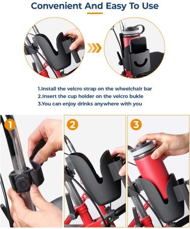 ISSYAUTO 2-in-1 Wheelchair Drink Cup Holder & Phone Bracket - Universal Mount for Wheelchair, Walker, Rollator, Stroller - 3MM Thick - Buy Online on GoSupps.com