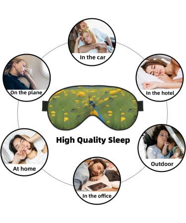 Buy Dragonfly Flower Sleep Mask - Unisex Adjustable Blackout Eye Mask for Travel Home & Yoga - Buy Online on GoSupps.com