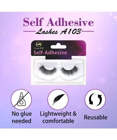 Self-Adhesive Wispy Long False Eyelashes - Natural Fluffy Extensions - Soft, Glue-Free Makeup Lashes (4 Pack A103) - Buy Online on GoSupps.com
