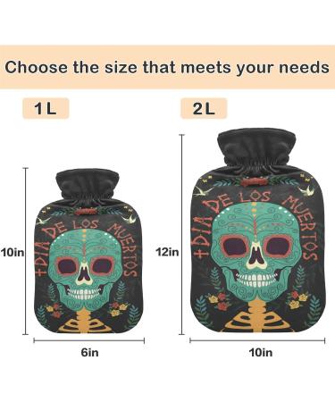 Vintage Mexican Skull Hot Water Bottle - Naanle 2L Heating Bag for Pain Relief & Cold Therapy - Buy Online on GoSupps.com