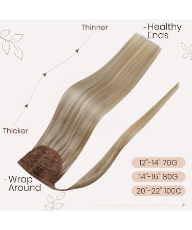 Shop Hetto Real Hair Extensions Ponytail - #14/613 Dark Golden with Bleached Blonde - Remy 50cm 100g Braid Extensions - Buy Online on GoSupps.com