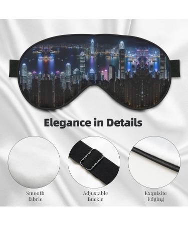 Buy Aerial Night View Hong Kong Print Unisex Eye Mask | Soft Travel Sleep Shade for Yoga & Shift Work - Buy Online on GoSupps.com