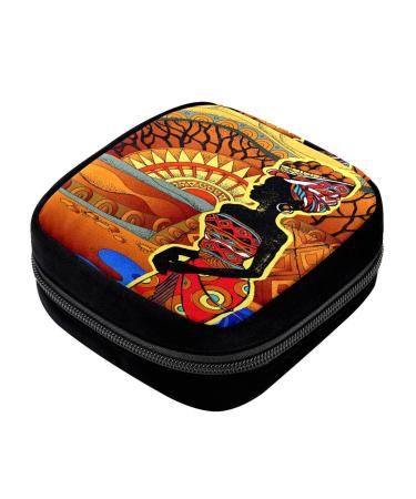 GIAPB Period Bag Sanitary Napkin Storage Bag Pad Holder for Period Makeup Pouch African Tribal Art Color355