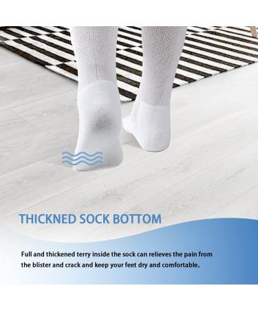 Fibye Extra Wide Socks for Swollen Feet - 2 Pairs Diabetic Edema Neuropathy Socks - Non-Binding Loose Fit - White, Medium - Buy Online on GoSupps.com