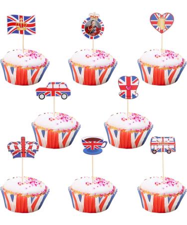 Britain Flag Cupcake Toppers Cake Toppers Cocktail Sticks 8Pcs King Party Cake Toppers British Uk Cake Toppers Coronation Themed Cupcake Picks For King Charles Iii Coronation Royal Event Decor - Buy Online on GoSupps.com