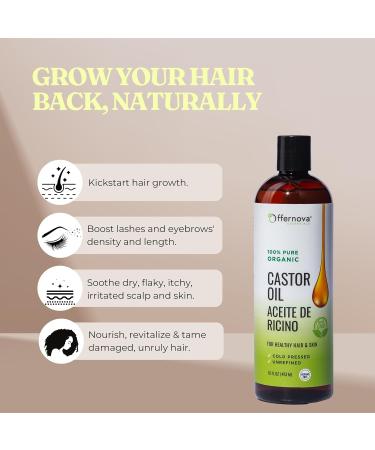 100% Pure Organic Castor Oil 16 OZ - Cold Pressed Hexane Free for Hair Eyelashes & Beard Growth - Ideal for Men & Women - Buy Online on GoSupps.com