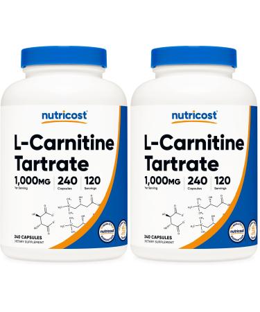 Nutricost L-Carnitine Tartrate 1 000mg 240 Capsules - 500mg Per Capsule 120 Servings (Pack of 2)