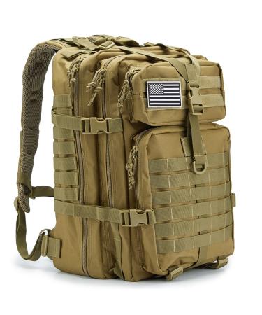 45L Military Tactical Backpacks For Men Camping Hiking Trekking Daypack Bug Out Bag Lage MOLLE 3 Day Assault Pack by QT&QY 1.0 Tan