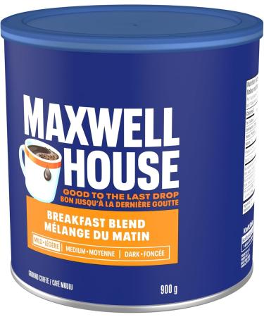 Maxwell House Breakfast Blend Ground Coffee 900G Canister Unflavored 900 g (Pack of 1) - Buy Online on GoSupps.com