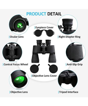 FULLJA 20x50 High Power Binoculars for Adults - Waterproof & Compact for Bird Watching, Concerts, Travel, Hiking - Clear Low Light Vision - Outdoor Sports - Buy Online on GoSupps.com
