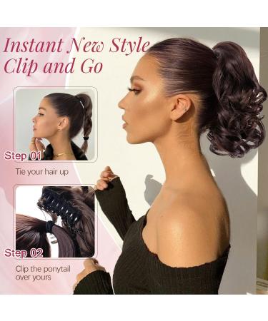 ONETIDE Short Curly Claw Synthetic Ponytail Extension Clip in Wavy Pony Tail Hair Extension Natural Hairpiece for Women Daily Use(Dark Brown) - Buy Online on GoSupps.com