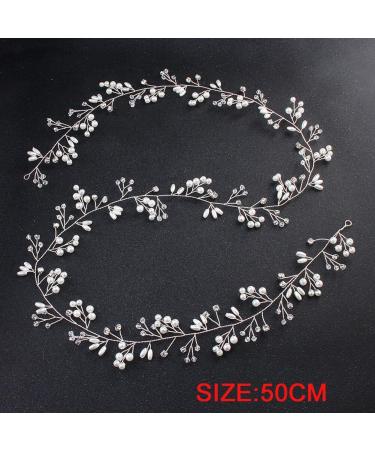 Bride Hair Headband Wedding Hair Vine Pearl Bride Hair Piece Crystal Bridal Hair Accessories for Prom Festival Women and Girls - Buy Online on GoSupps.com