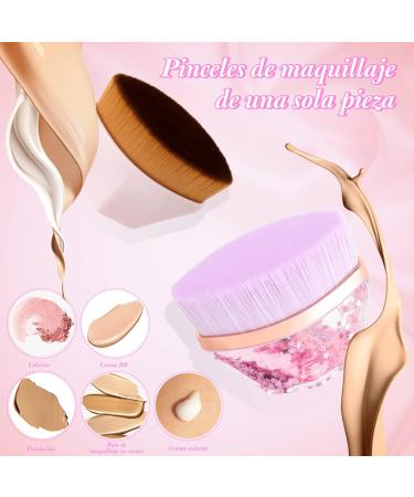 2 PCs Brochas de Maquillaje - Brocha Plana para Base L quida y Herramienta Cosm tica con Caja de Almacenaje - Env o Internacional - Buy Online on GoSupps.com