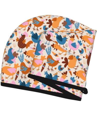Buy Cute Chickens Coral Velvet Dry Hair Cap - Quick Dry Turban for Long Hair | Anti-Frizz High Absorption Bath & Shower Hair Wrap - Buy Online on GoSupps.com