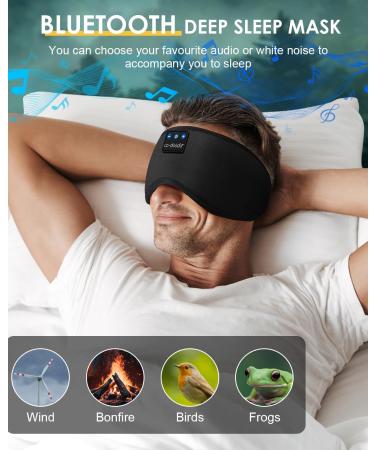 LC-dolida Bluetooth Sleeping Mask with Adjustable Sleep Headphones - Zero Eye Pressure, 10-14 Hours Playtime - Includes 2 Soft Foam Earplugs - Ideal for Travel, Sleep, and Nap - Ink-black - Buy Online on GoSupps.com