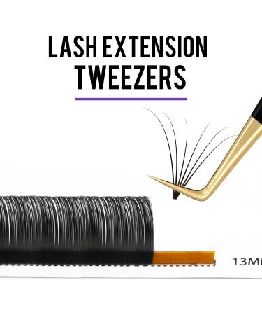 Fiber Tip Lash Tweezers - 4 Pcs Professional Eyelash Extension Kit for Precision Volume Lashes - 90 45 Boot Volume - Black - Buy Online on GoSupps.com