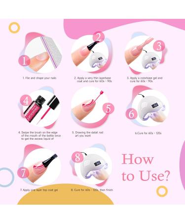 12 Colors Gel Nail Polish Liner - UV Soak-off Manicure Set for Home & Salon Quality | Pigmented Red Pink Glitter with Thin Brush | Perfect Gift for Women & Moms - Buy Online on GoSupps.com