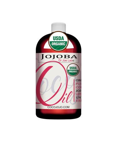 Organic Jojoba Oil - 100% Organic  Pure Unrefined Cold Pressed Natural Virgin Non GMO Vegan Bulk Golden Hohoba Carrier Oil for Skin Hair Body Scalp Beard Face Nails Lashes Locs Massage (16 oz.) 16 Fl Oz (Pack of 1)