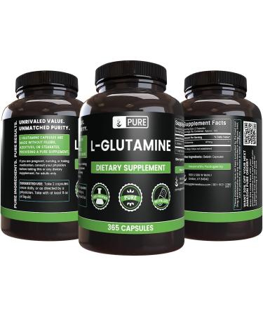 Pure L-Glutamine (365 Capsules) - No Fillers, Lab Verified - 365 Count - Buy Online on GoSupps.com