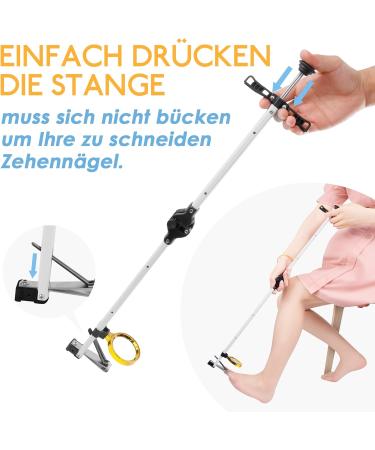 Long-Stemmed Nail Clipper for Easy Use - Ideal for Pregnant Overweight Seniors & Those with Bad Knees - 60cm with Magnifying Glass | Shop Internationally - Buy Online on GoSupps.com