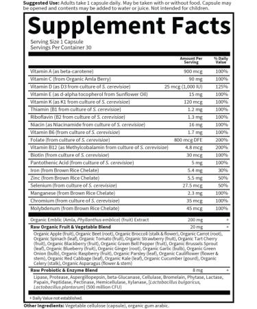 Garden of Life Vitamin Code Raw One - Women's Daily Multivitamin, 30 Veg Capsules - Buy Online on GoSupps.com