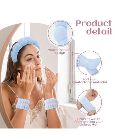 Shop Blue Terry Fabric Hair Bands: Spa Headband Wrist Wash & Slimming Hair Accessories for Skin Care & Yoga - Buy Online on GoSupps.com