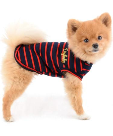 Paideful Summer Striped T-Shirt Vest for Small Dogs and Cats - Red | Breathable Cotton Tee for Chihuahua, Yorkshire | Boy Girl Puppy Clothes - Buy Online on GoSupps.com