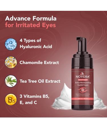 NOVEHA Extra Nove Eyelid Foaming Cleanser | Daily Eyelash & Lid Care Eye Irritations Stye Relief | Organic Ingredients | 3.38 oz - All Skin Types - Buy Online on GoSupps.com
