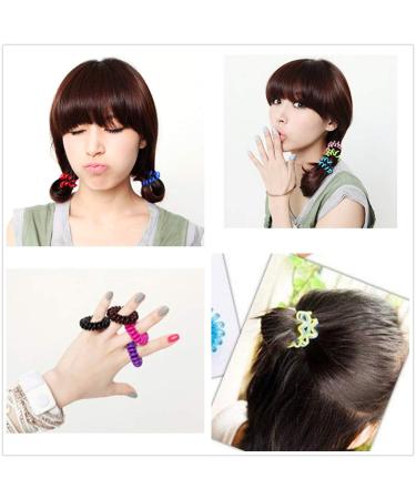 20 Pieces Colorful Elastic Hair Gums for Girls - Stretchable Coil Bobble Hair Accessories | Random Transparent Colors - Buy Online on GoSupps.com