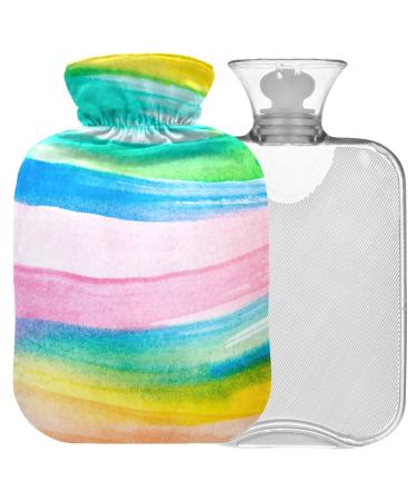 Naanle watercolor heat bottle with cover transparent hot water bottle 1 l hot water bottle for pain relief heat and cold therapy handwheel warmer