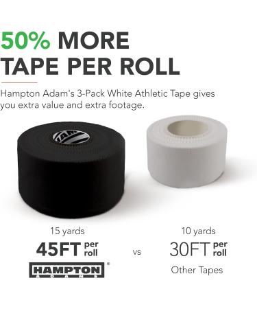 Hampton Adams 32 Pack Black Athletic Tape - 1.5 x 45ft Per Roll - No Residue, Easy Tear - for Sports, Athletes, Trainers - First Aid Wrap for Fingers, Ankles, Wrist - Buy Online on GoSupps.com