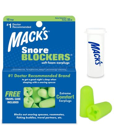 Mack s Snore Blockers Soft Foam Earplugs  12 Pair   32 dB High NRR   Comfortable Ear Plugs for Sleeping  Snoring  Loud Noise and Travel