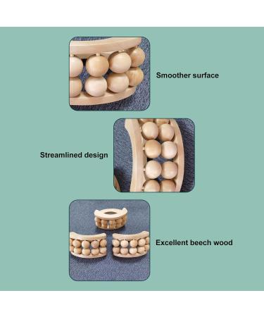 Wooden Massage Roller with 10 Beads - Deep Tissue Stress Relief Handheld Massager for Neck & Foot - Buy Online on GoSupps.com