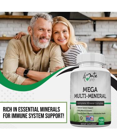 Amate Life Multi Minerals Supplement - Complete Mineral Complex with Vitamin D3, Calcium, Magnesium, Zinc & Iodine - 100 Tablets - Buy Online on GoSupps.com