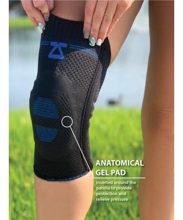 Zensah Elite Knee Compression Sleeve - Patella Gel Pad for Knee Support & Pain Relief | Running Sports & Gym | Black Small - Buy Online on GoSupps.com
