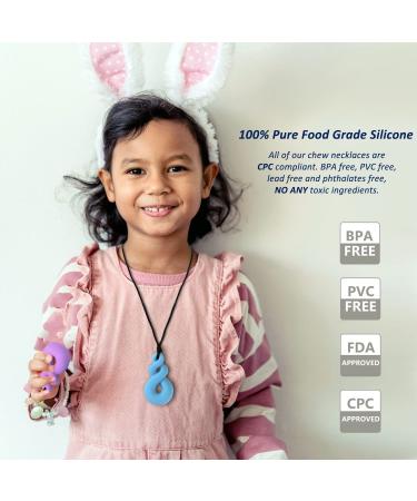 Chew Necklace for Boys and Girls - Silicone Chew Toys 4PCS Set | Teardrop Twist Pendants | Sensory for Autism & Special Needs | BPA Free - Buy Online on GoSupps.com