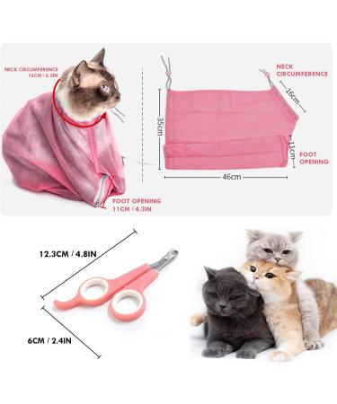 2 Piece Set Cat Bath Bag and Pet Nail Scissors Cat Grooming Bag Anti Bite Anti Scratch Pet Mesh Bag for Pet Bathroom Nail Cutting - Buy Online on GoSupps.com