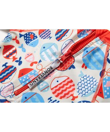 BONVERANO Baby Girls Swimsuit UPF 50+ Long-Sleeve Zipper One Piece (3-6 Months, Red/Fish) - Buy Online on GoSupps.com