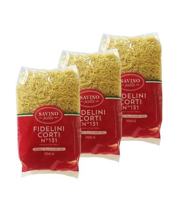 Savino Pasta Set of 3 Fidelini Corti Pasta No. 131 pqt 500 g Savino Pasta 500 g Pack