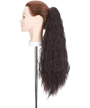 Natural Ponytail Extension Clip in Hair Extensions Long Curly Corn Wave Claw on Ponytail Heat Resistant Synthetic Hairpiece for Women Dark Brown - Buy Online on GoSupps.com