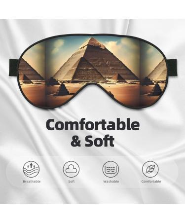 Unisex Adjustable Blackout Eye Mask - Pyramids of Khufu Design for Home Travel Yoga & Naps - Buy Online on GoSupps.com