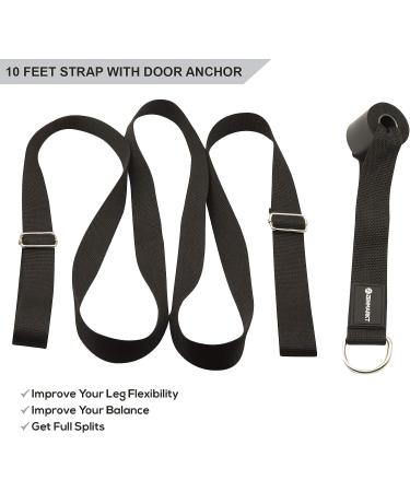 Stretch Strap with Door Anchor for Improved Leg Stretching - Perfect Home Equipment for Ballet, Dance, MMA, Yoga & Gymnastics - Includes Booklet & Box (Black) - Buy Online on GoSupps.com