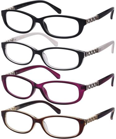 Edge I-Wear Women's Oval Fashion Reading Glasses - Chain Design Clear Coffee +1.75 | International Shipping Available - Buy Online on GoSupps.com