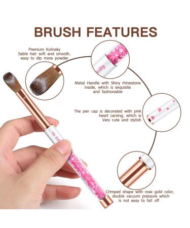 Yasterd 100% Pure Kolinsky Size 10 Acrylic Nail Brush with Pink Rhinestone Metal Handle - Professional Manicure Tool for Acrylic Application - Buy Online on GoSupps.com